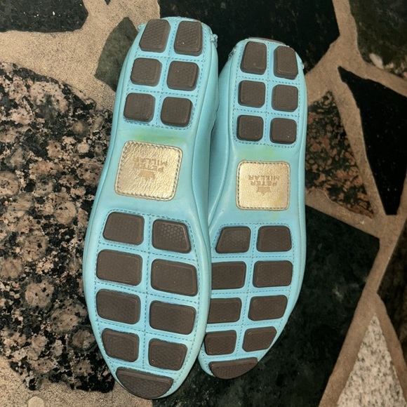 Peter Millar Womens Ballet Flat Shoes Blue Snakeskin Round Toe Slip Ons 7 1/2 - Picture 6 of 7